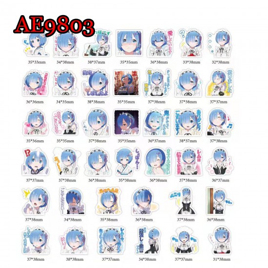 E-AE9803 40PCS/PACK SMALL LIFE IN A DIFFERENT WORLD FROM ZERO REM ANIME PVC MIX STICKERS E-AE9803 40PCS/PACK SMALL LIFE IN A DIFFERENT WORLD FROM ZERO REM ANIME PVC MIX STICKERS