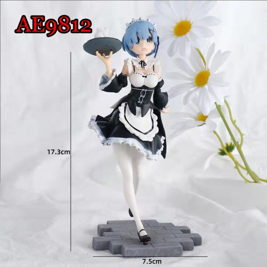 E-AE9812 17CM RAM AND REM MAID LIFE IN A DIFFERENT WORLD FROM ZERO ANIME ACTION FIGURE CAKE TOPPERS