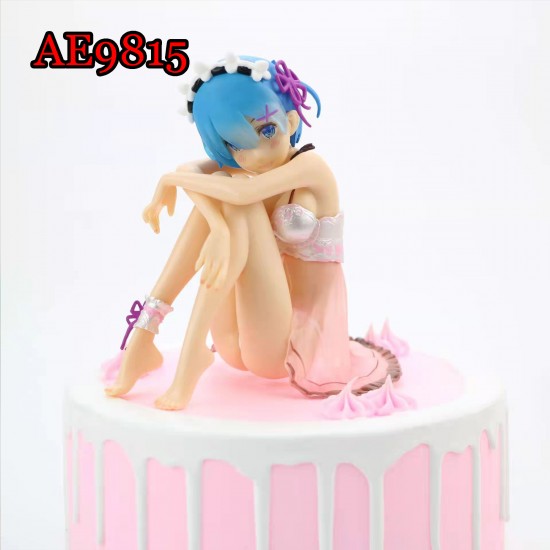 E-AE9815 12CM LIFE IN A DIFFERENT WORLD FROM ZERO REM IN SLEEPDRESS ANIME ACTION FIGURE CAKE TOPPERS