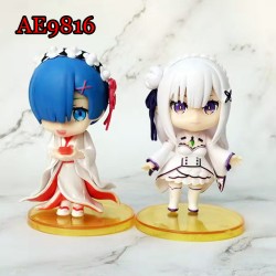 E-AE9816 6pcs/lot 10CM RAM AND REM MAID LIFE IN A DIFFERENT WORLD FROM ZERO ANIME ACTION FIGURE CAKE TOPPERS