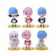 E-AE9816 6pcs/lot 10CM RAM AND REM MAID LIFE IN A DIFFERENT WORLD FROM ZERO ANIME ACTION FIGURE CAKE TOPPERS