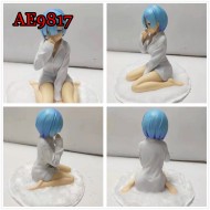 E-AE9817 11CM LIFE IN A DIFFERENT WORLD FROM ZERO REM IN WHITE SHIRT ANIME ACTION FIGURE CAKE TOPPERS