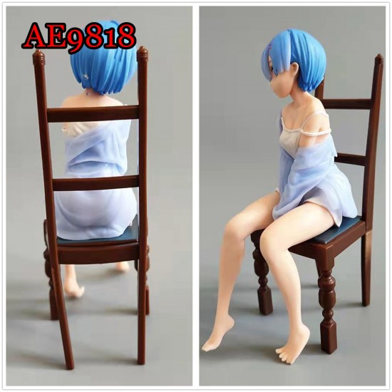 E-AE9818 17CM LIFE IN A DIFFERENT WORLD FROM ZERO REM OR RAM WITH CHAIR ANIME ACTION FIGURE CAKE TOPPERS