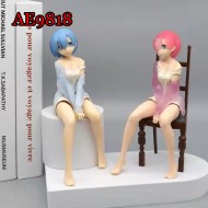 E-AE9818 17CM LIFE IN A DIFFERENT WORLD FROM ZERO REM OR RAM WITH CHAIR ANIME ACTION FIGURE CAKE TOPPERS