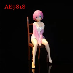 E-AE9818 17CM LIFE IN A DIFFERENT WORLD FROM ZERO REM OR RAM WITH CHAIR ANIME ACTION FIGURE CAKE TOPPERS