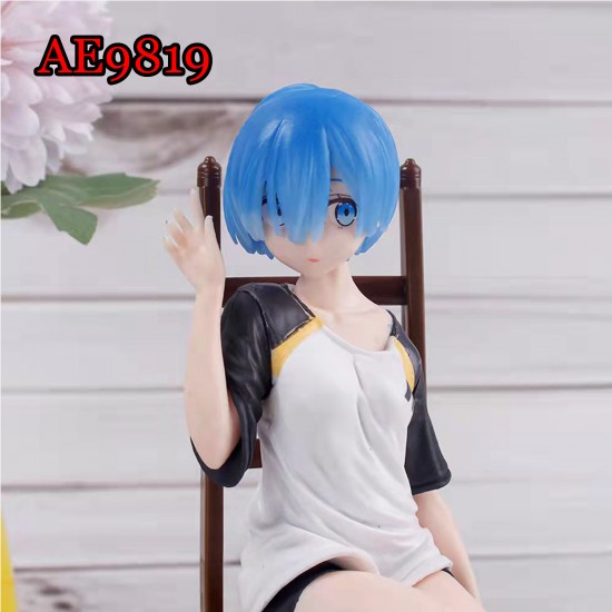 E-AE9819 16CM LIFE IN A DIFFERENT WORLD FROM ZERO REM IN T-SHIRT WITH CHAIR ANIME ACTION FIGURE CAKE TOPPERS E-AE9819 16CM LIFE IN A DIFFERENT WORLD FROM ZERO REM IN T-SHIRT WITH CHAIR ANIME ACTION FIGURE CAKE TOPPERS