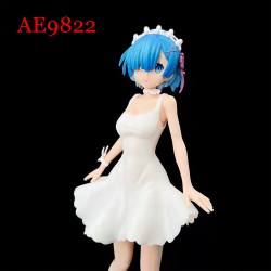 E-AE9822 23CM LIFE IN A DIFFERENT WORLD FROM ZERO REM IN WHITE DRESS ANIME ACTION FIGURE CAKE TOPPERS