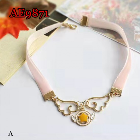 E-AE9871 CARD CAPTOR CARD STAR WING NECKLACE CHOCKER E-AE9871 CARD CAPTOR CARD STAR WING NECKLACE CHOCKER