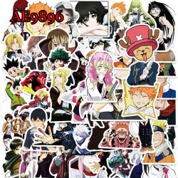 E-AE9896 100PCS/PACK JAPANESE ANIME MIX CHARACTERS PVC MIX STICKERS