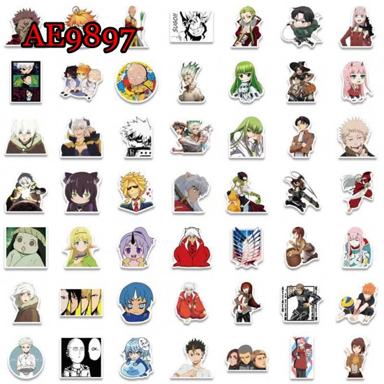 E-AE9897 200PCS/PACK JAPANESE ANIME CHARACTER PVC MIX STICKERS