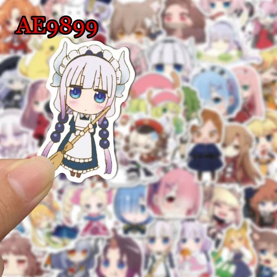 E-AE9899 50PCS/PACK JAPANESE ANIME LOLITA GIRL PVC MIX STICKERS