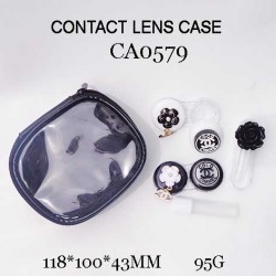 CONTACT LENS CASE CHANEL AND FLOWER DECO 2PAIRS WITH PU SAVING BAGE CA0579 