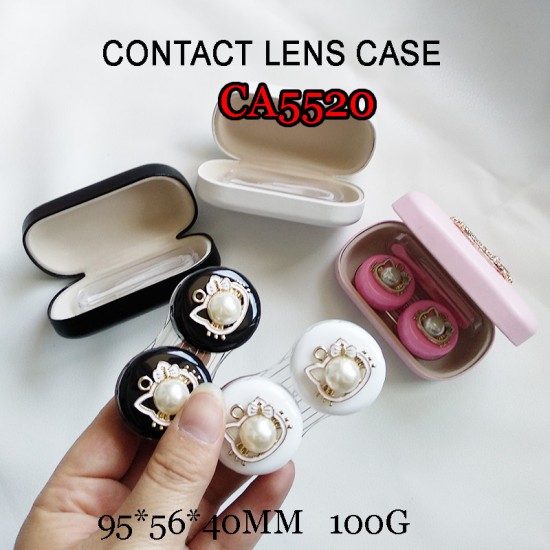 D-CA5520  DIAMOND HELLO KITTY HEAD PU COVER IRON CONTACT LENS CASE