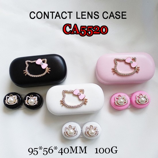 D-CA5520  DIAMOND HELLO KITTY HEAD PU COVER IRON CONTACT LENS CASE