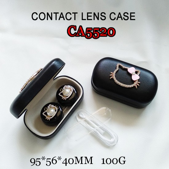 D-CA5520  DIAMOND HELLO KITTY HEAD PU COVER IRON CONTACT LENS CASE