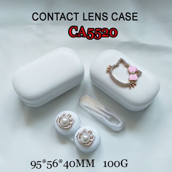 D-CA5520  DIAMOND HELLO KITTY HEAD PU COVER IRON CONTACT LENS CASE