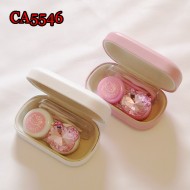 D-CA5546 KITTY AND PINK DIAMOND PU COVER IRON CONTACT LENS CASE