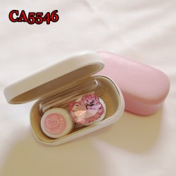 D-CA5546 KITTY AND PINK DIAMOND PU COVER IRON CONTACT LENS CASE