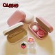 D-CA5549 FLOWER AND KITTY PU COVER IRON CONTACT LENS CASE