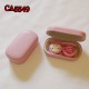 D-CA5549 FLOWER AND KITTY PU COVER IRON CONTACT LENS CASE