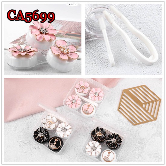 D-CA5699 2PCS SET METAL FLOWER CONTACT LENS CASE