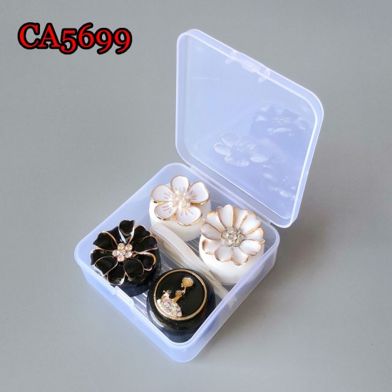 D-CA5699 2PCS SET METAL FLOWER CONTACT LENS CASE