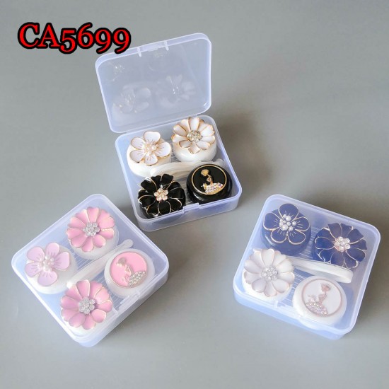 D-CA5699 2PCS SET METAL FLOWER CONTACT LENS CASE