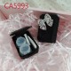 D-CA5993 SILVER BUTTERFLY BLACK CONTACT LENS CASE WITH MIRROR
