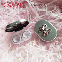 D-CA5991 SILVER BOX COLOR CONTACT LENS CASE WITH MIRROR