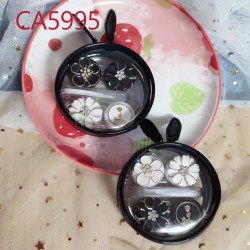 D-CA5995 2PCS BEAUTY WITH FLOWER CONTACT LENS CASE WITH MIRROR