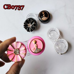 D-CB0737 METAL FLOWER AND GIRL DECO CONTACT LENS CASE