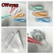 D-CW0729 SCISSOR STYLE SOFT PLASTIC MAKEUP TWEEZERS 