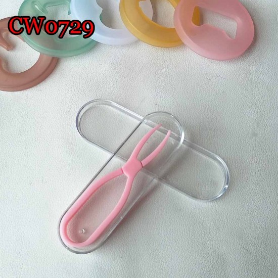 D-CW0729 SILICONE SISSORS STYLE SOFT CONTACT LENS TWEEZERS WITH SMALL CASE
