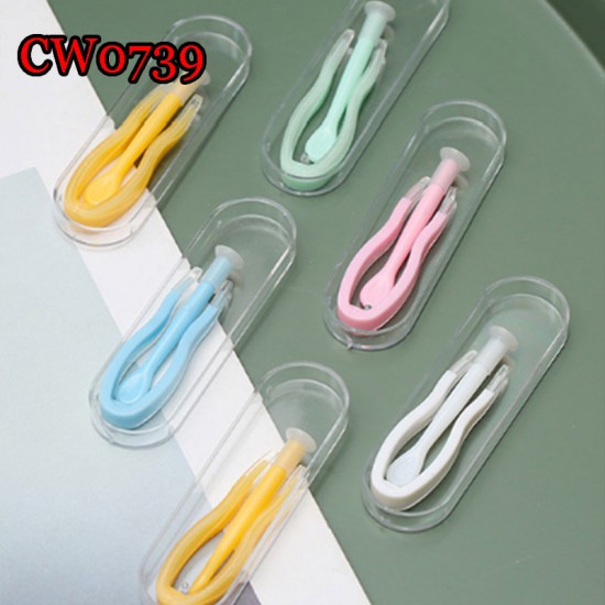 D-CW0739 SOFT COLORFUL PLASTIC CONTACT LENS TWEEZERS AND INSERTER SET