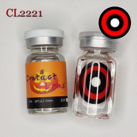 C-CL2221 22MM FULL EYE DEVIL RED BLACK SCLERA COLOR CONTACT LENS (2PCS/PAIR)