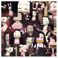 E-AE9501 48PCS/PACK DIFFERENT DEMON SLAYER NEZUKO SQUARE ANIME PVC MIX STICKERS