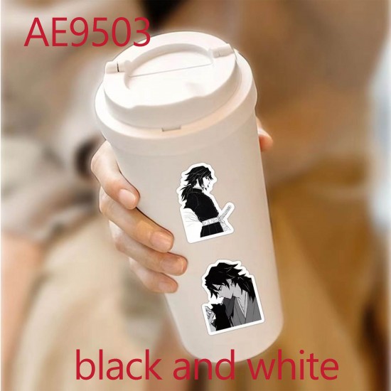 E-AE9503B 100PCS/PACK DIFFERENT DEMON SLAYER BLACK AND WHITE COLOR ANIME PVC MIX STICKERS E-AE9503B 100PCS/PACK DIFFERENT DEMON SLAYER BLACK AND WHITE COLOR ANIME PVC MIX STICKERS