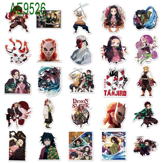 E-AE9526 50PCS/PACK DIFFERENT DEMON SLAYER ANIME PVC MIX STICKERS E-AE9526 50PCS/PACK DIFFERENT DEMON SLAYER ANIME PVC MIX STICKERS