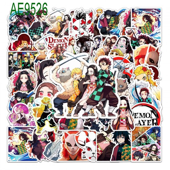 E-AE9526 50PCS/PACK DIFFERENT DEMON SLAYER ANIME PVC MIX STICKERS E-AE9526 50PCS/PACK DIFFERENT DEMON SLAYER ANIME PVC MIX STICKERS