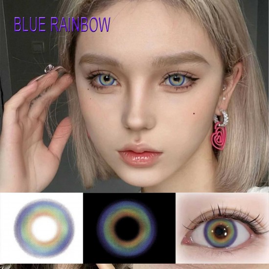 B-BLUE RAINBOW COLOR SOFT CONTACT LENS (2PCS/PAIR)
