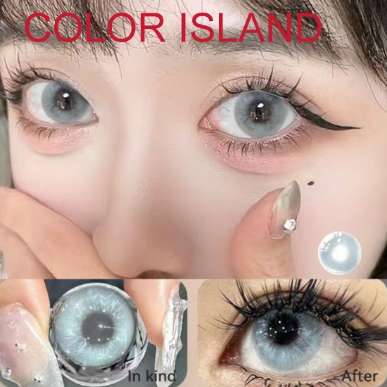 B-COLOR ISLAND BLUE COLOR CONTACT LENS (2PCS/PAIR) B-COLOR ISLAND BLUE COLOR CONTACT LENS (2PCS/PAIR)