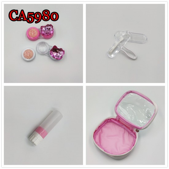 D-CA5980 2PCS SET PINK HELLO KITTY CONTACT LENS CASE WITH PU BAG D-CA5980 2PCS SET PINK HELLO KITTY CONTACT LENS CASE WITH PU BAG