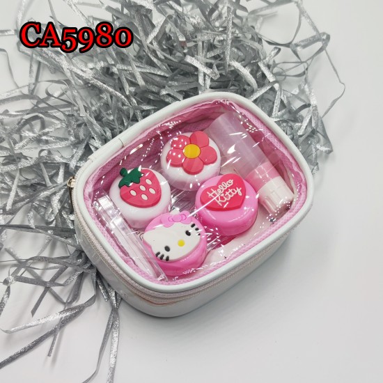 D-CA5980 2PCS SET PINK HELLO KITTY CONTACT LENS CASE WITH PU BAG D-CA5980 2PCS SET PINK HELLO KITTY CONTACT LENS CASE WITH PU BAG