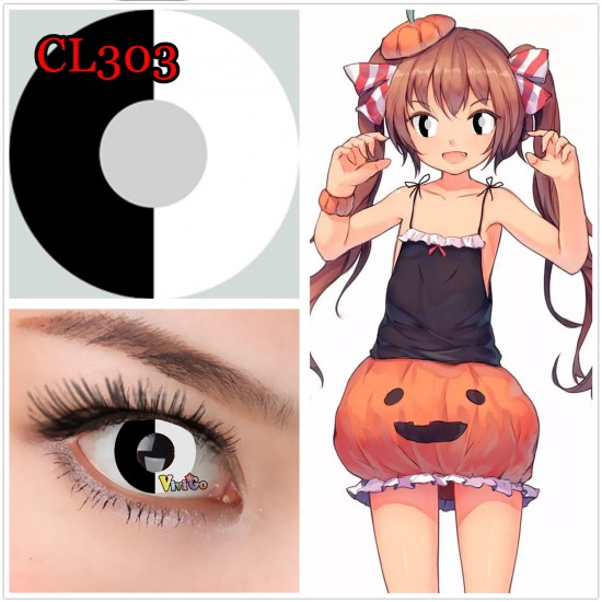 A-CL303 BLACK WHITE COSPLAY COLOR CONTACT LENS (2PCS/PAIR)