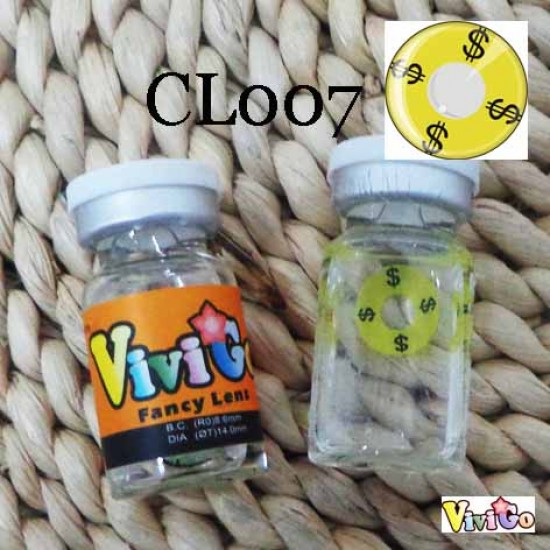 A-CL007 YELLOW DOLLAR COSPALY COLOR CONTACT LENS (2PCS/PAIR)